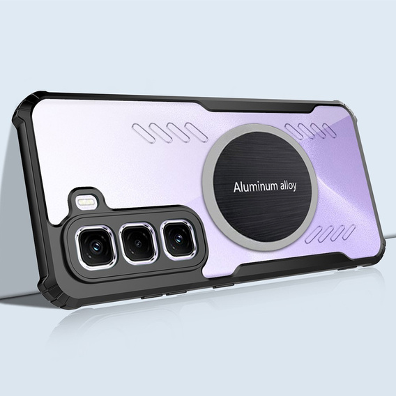 Θήκη για Infinix Hot 50 4G, με μαγνητική πλάκα, διαφανής / μαύρη