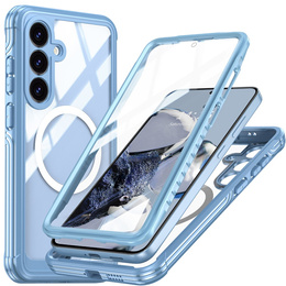 Θήκη για Samsung Galaxy S25 FE, Shockproof, με γυαλί, για MagSafe, μπλε