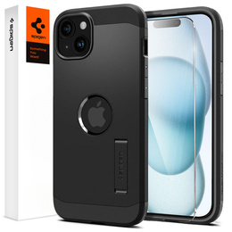 θήκη Spigen για iPhone 15, Tough Armor Mag Mag MagSafe, μαύρη + μετριασμένο γυαλί 9H