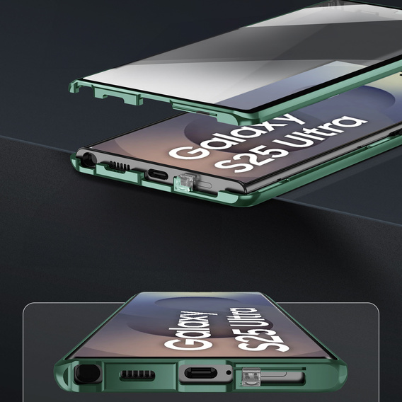 Μαγνητική θήκη MagSafe Dual Glass για Samsung Galaxy S25 Ultra, πράσινη