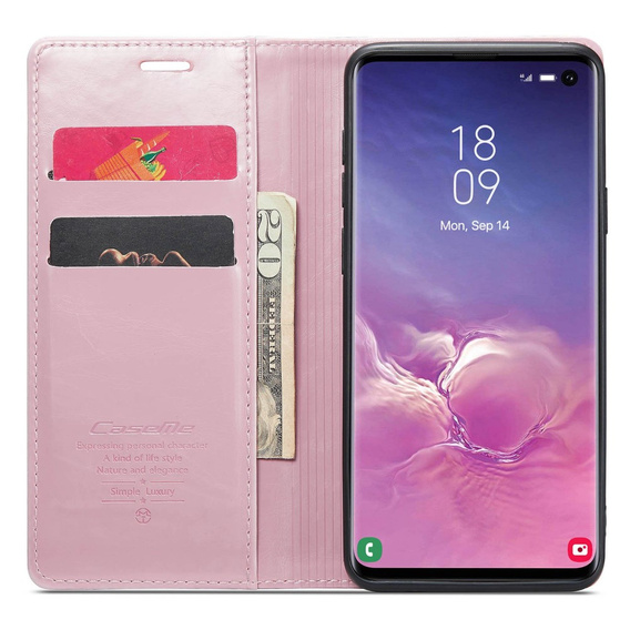 θήκη CASEME για Samsung Galaxy S10+ Plus, Waxy Textured, ροζ