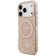 Θήκη Guess IML Flowers Electroplated Allover With Beads Strap, για MagSafe, με λουράκι για iPhone 17 Pro