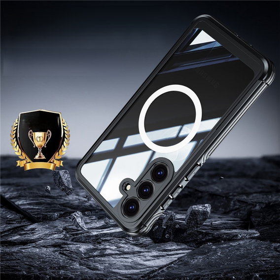 Θήκη για Samsung Galaxy S25 FE, Shockproof, με γυαλί, για MagSafe, μαύρη