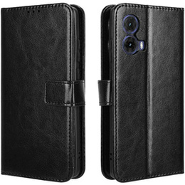 Θήκη με πτερύγιο για Motorola Moto G85, Crazy Horse Wallet, μαύρη