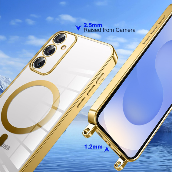 Θήκη για Samsung Galaxy S25, Electro MagSafe, χρυσή + κορδόνι