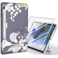 Θήκη για Samsung Galaxy Tab S7 FE, Suritch Full Body Flowers, γκρι