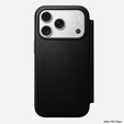 Θήκη Nomad για iPhone 17 Pro, Μοντέρνα δερμάτινη θήκη Folio, μαύρο