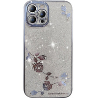 Θήκη για iPhone 12 Pro Max, Glitter Flower, μπλε