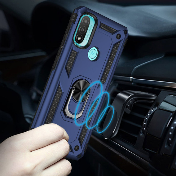 θωρακισμένη θήκη για Motorola Moto E20/E30/E40, Nox Case Ring, μπλε