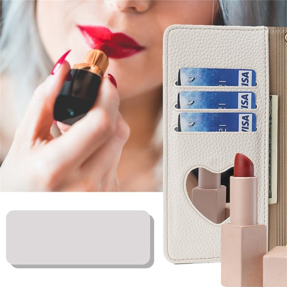 θήκη Wallet Zipper Pocket flip για το Infinix Hot 40i, Wallet Zipper Pocket, με καθρέφτη, λευκή