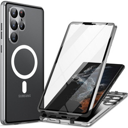 Μαγνητική θήκη MagSafe Dual Glass για Samsung Galaxy S23 Ultra, ασημένια