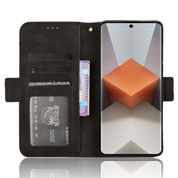 Θήκη με πτερύγιο για Xiaomi Redmi Note 13 Pro+, Card Slot, μαύρη