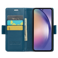 Θήκη για Samsung Galaxy A55, ERBORD Glossy Litchi, πορτοφόλι με πτερύγιο, μπλε