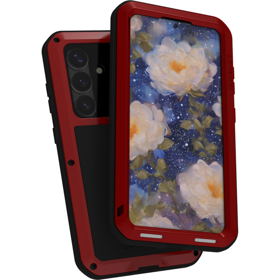 Love Mei Θήκη για Samsung Galaxy S25 Ultra, armored with glass, κόκκινη