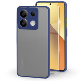 Θήκη σιλικόνης για Xiaomi Redmi Note 13 5G, με προστασία κάμερας, διαφανής / μπλε + Tempered Glass 9H