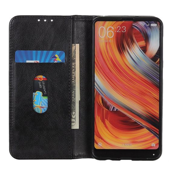 Θήκη για Iphone 16E, Wallet Litchi Leather, μαύρη