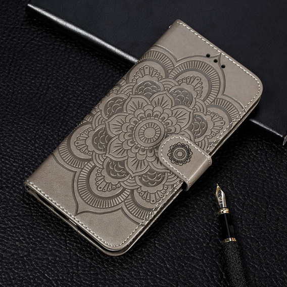 Θήκη με πτερύγιο για Xiaomi Redmi Note 9s/ 9 Pro, Mandala Flower, γκρι