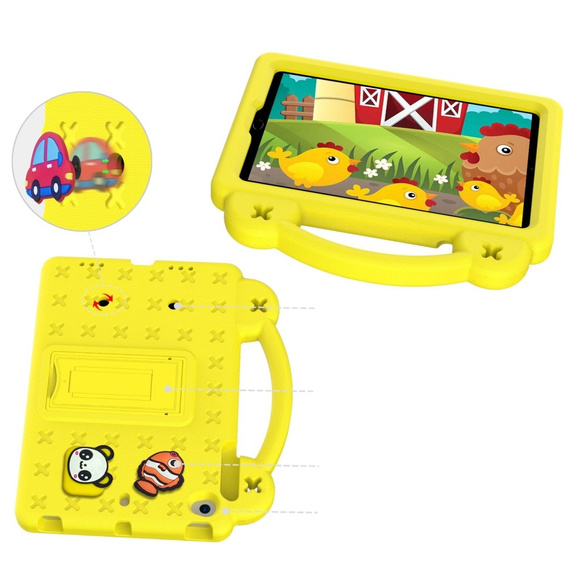 Παιδική θήκη για iPad mini 7.9" 2019/2015/2014/2013/2012 (5/4/3/2/1 gen.), Cute Patterns, με βάση, κίτρινη
