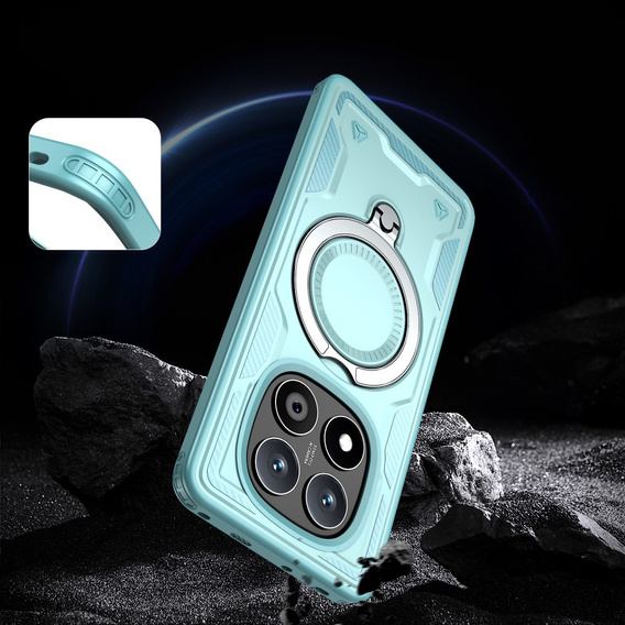 Θήκη για Xiaomi Redmi Note 14 Pro 5G /  Poco X7 5G, Στρατιωτικό MagSafe, μπλε + γυαλί 9H