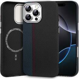 Θήκη για iPhone 16 Pro, ανθρακονήματα MagSafe, μαύρο / μπλε