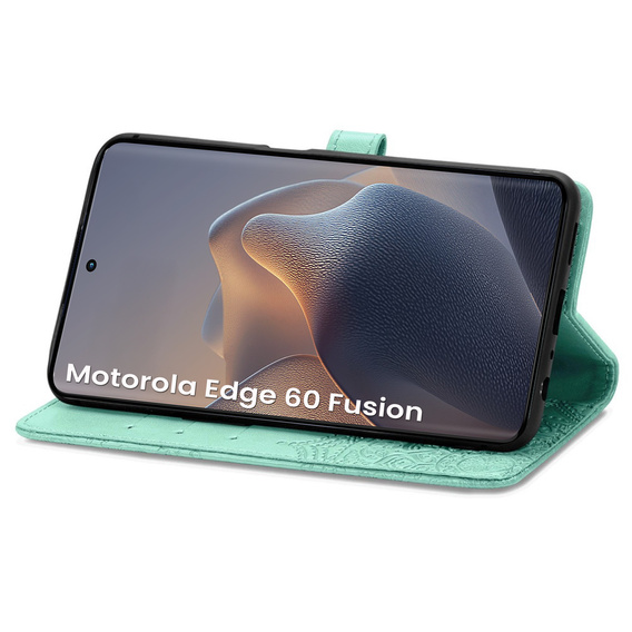 Θήκη με πτερύγιο για Motorola Edge 60 / 60 Fusion, Mandala, πράσινη