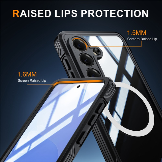 Θήκη Shockproof με γυαλί, για MagSafe για Samsung Galaxy S26 Plus, μαύρη