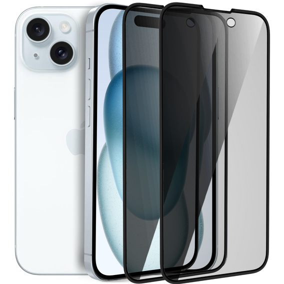 2x Μετριασμένο γυαλί απορρήτου για iPhone 15 Plus, ERBORD Anti-Spy
