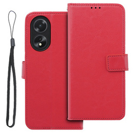 Θήκη με πτερύγιο για Oppo A58 4G, Crazy Horse Wallet, κόκκινη