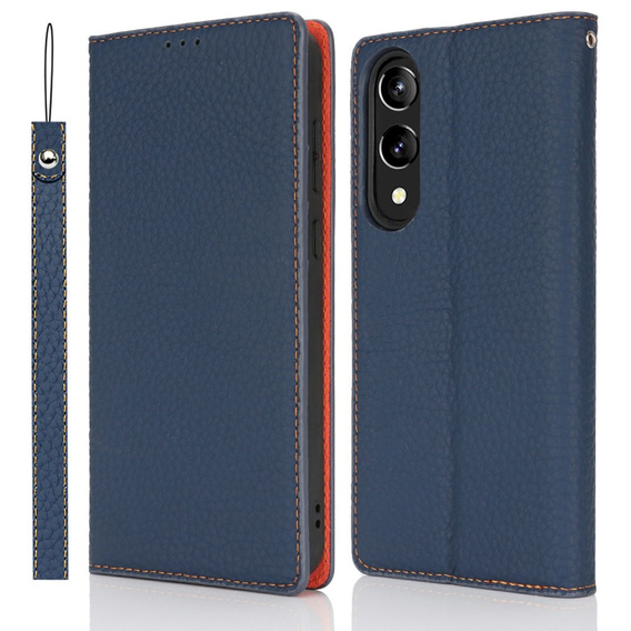 Θήκη με πτερύγιο για Samsung Galaxy S25 Edge, Litchi Skin Grain, σκούρο μπλε