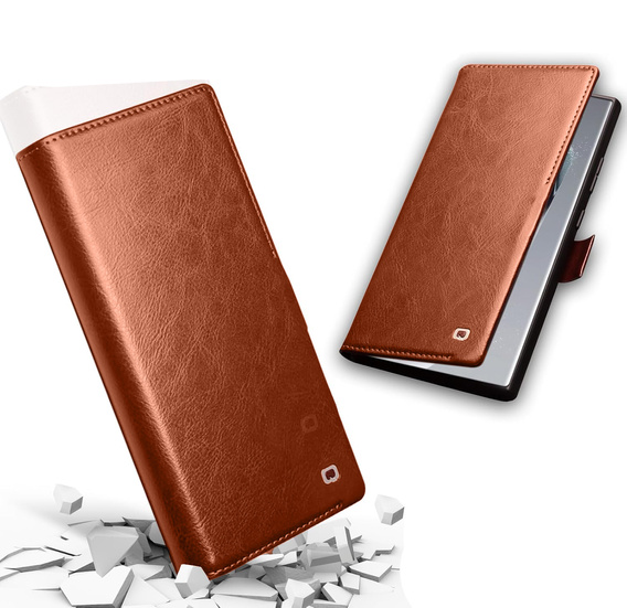 θήκη flip για Samsung Galaxy S25 Ultra, QIALINO Leather Wallet, καφέ
