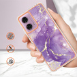 Προστατευτική θήκη για Motorola Moto G24 / G24 Power / G04, Marble Slim Case, σκούρο μωβ