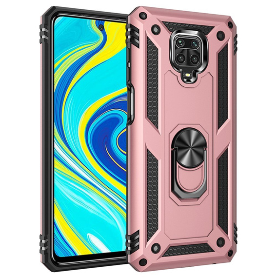 θωρακισμένη θήκη για Xiaomi Redmi Note 9S / 9 Pro, Nox Case Ring, ροζ