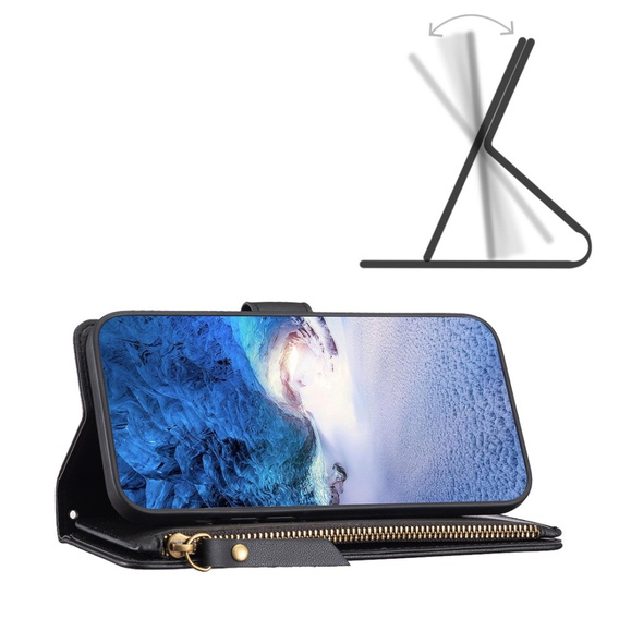 Θήκη με πτερύγιο για Xiaomi Redmi Note 13 Pro 4G / Xiaomi Redmi Note 14S / Xiaomi Poco M6 Pro 4G, Wallet Zipper Pocket, μαύρη