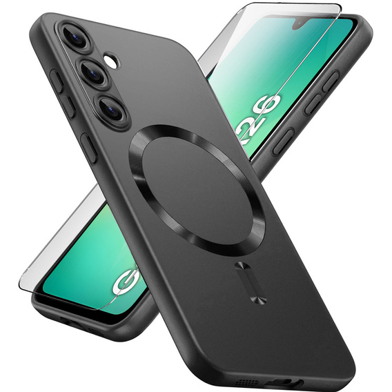 Θήκη για Samsung Galaxy A26, ColorMag, για MagSafe, μαύρη + γυαλί 9H, μετριασμένο