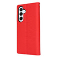 Θήκη με πτερύγιο για Samsung Galaxy S25, Litchi Skin Grain, κόκκινη