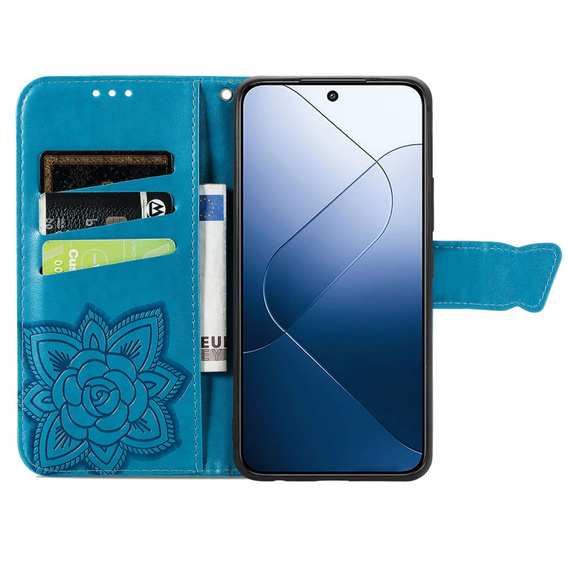 Θήκη με πτερύγιο για Xiaomi Redmi 15 5G / 4G, Butterfly, μπλε