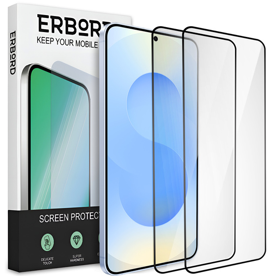 2x Μετριασμένο γυαλί για Samsung Galaxy S24+/S25+ Plus, ERBORD 3D πλήρης οθόνη