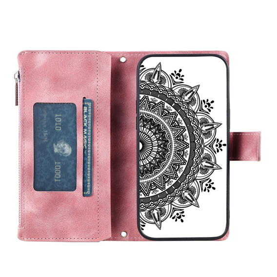 Θήκη με πτερύγιο για Xiaomi Redmi Note 13 Pro 4G / Xiaomi Redmi Note 14S / Xiaomi Poco M6 Pro 4G, Mandala, ροζ rose gold