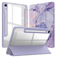 Θήκη για Samsung Galaxy Tab S10 Lite / S10 FE / S9 FE, Smartcase Hybrid, με χώρο για γραφίδα, Marble μωβ