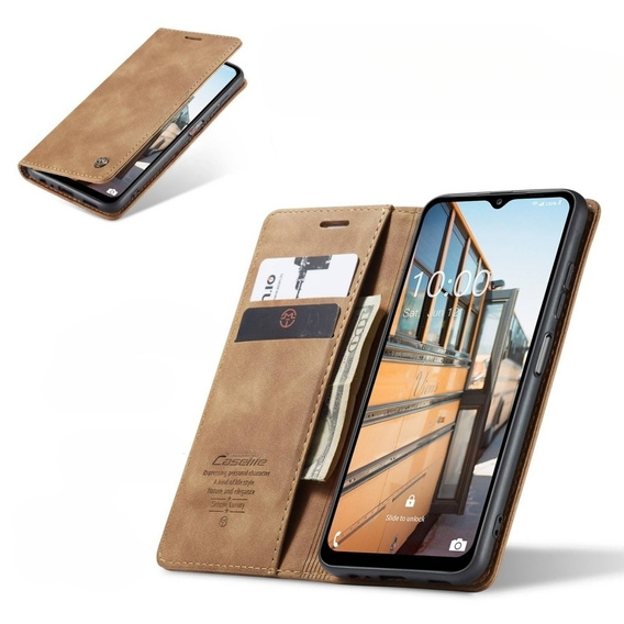 θήκη CASEME για Samsung Galaxy M33 5G, Leather Wallet Case, καφέ