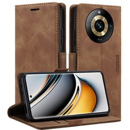 Θήκη για Realme 11 Pro 5G / Pro+ 5G, ERBORD Vintage, πορτοφόλι με πτερύγιο, καφέ