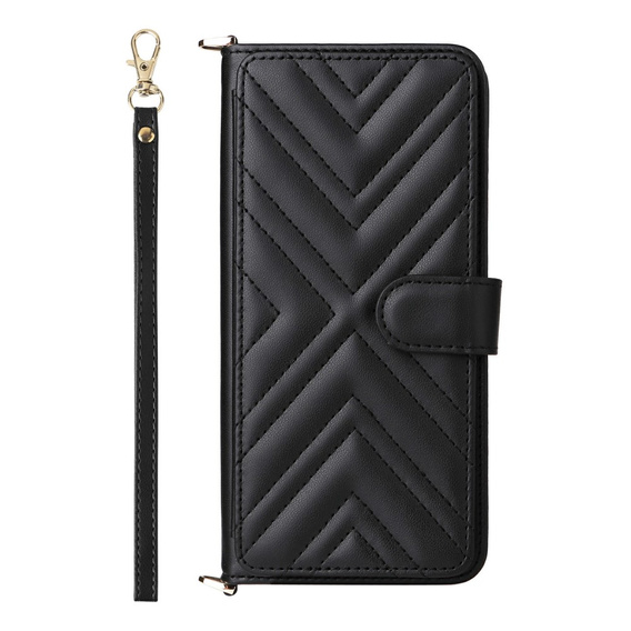 Θήκη με πτερύγιο για Xiaomi Redmi A5, Crossbody Leather Wallet, μαύρη