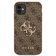 GUESS Θήκη για iPhone 11, 4G Big Metal Logo, καφέ