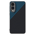 Η θήκη ABEEL για το Samsung Galaxy S25 Edge, Carbon Fiber, για MagSafe, μαύρο / μπλε