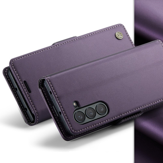CASEME flip case για Samsung Galaxy Z Fold6 5G, Litchi Wallet, μωβ