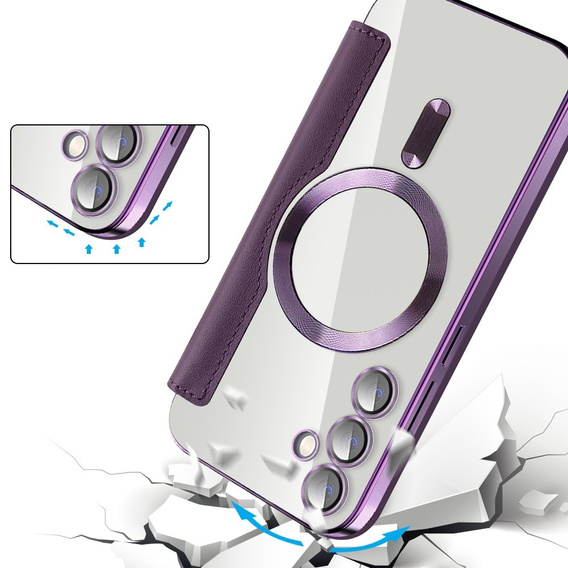 Θήκη με πτερύγιο για Samsung Galaxy S23 FE, RFID Wallet MagSafe CamShield, μωβ