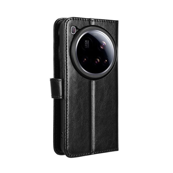 Θήκη με πτερύγιο για Xiaomi 15 Ultra, Crazy Horse Wallet, μαύρη