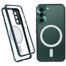 Μαγνητική θήκη MagSafe Dual Glass για Samsung Galaxy S22 Plus, πράσινη