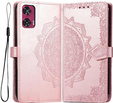 Θήκη με πτερύγιο για Motorola Edge 50 Fusion 5G, Mandala, ροζ
