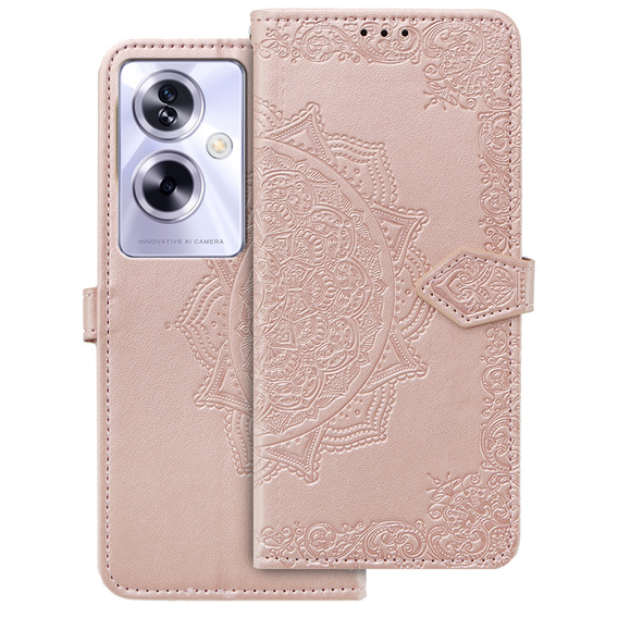 Θήκη με πτερύγιο για Oppo A79 5G, Mandala, ροζ rose gold